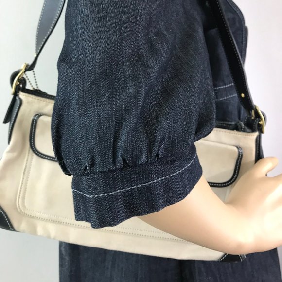 COACH Tan Black Fabric Shoulder Bag - Picture 5 of 10